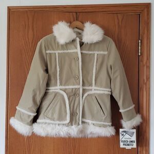 NWT Very Nice Arizona Fleece Lined Winter Coat Jacket with Faux Fur Trim Sz M